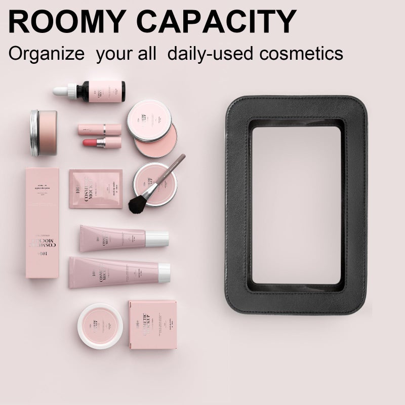 LETGO Clear Makeup Bags  TSA Approved Toiletry Bag with Zipper  Clear Makeup Organizer Fit Carry-on Travel Essentials Clear Cosmetic Bags for Women Men (O-Black) - Image 4